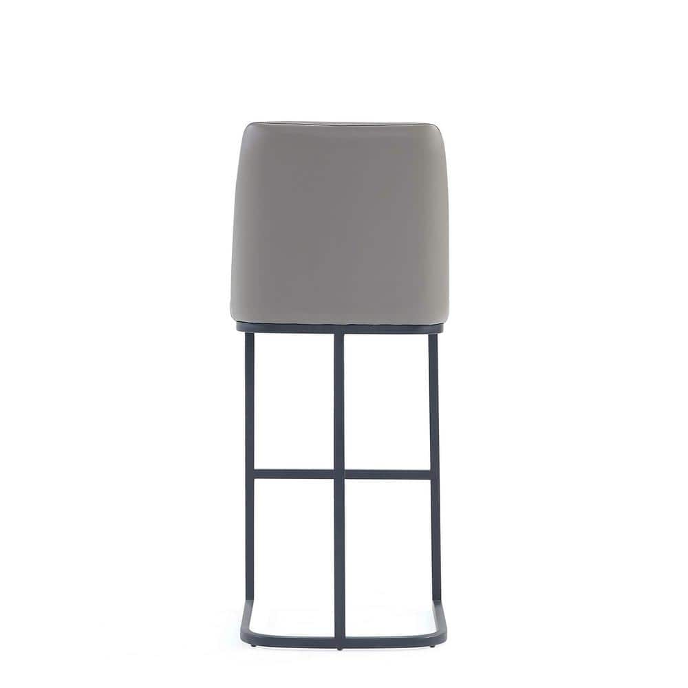 Gray Leatherette and Metal Barstools Set of 3