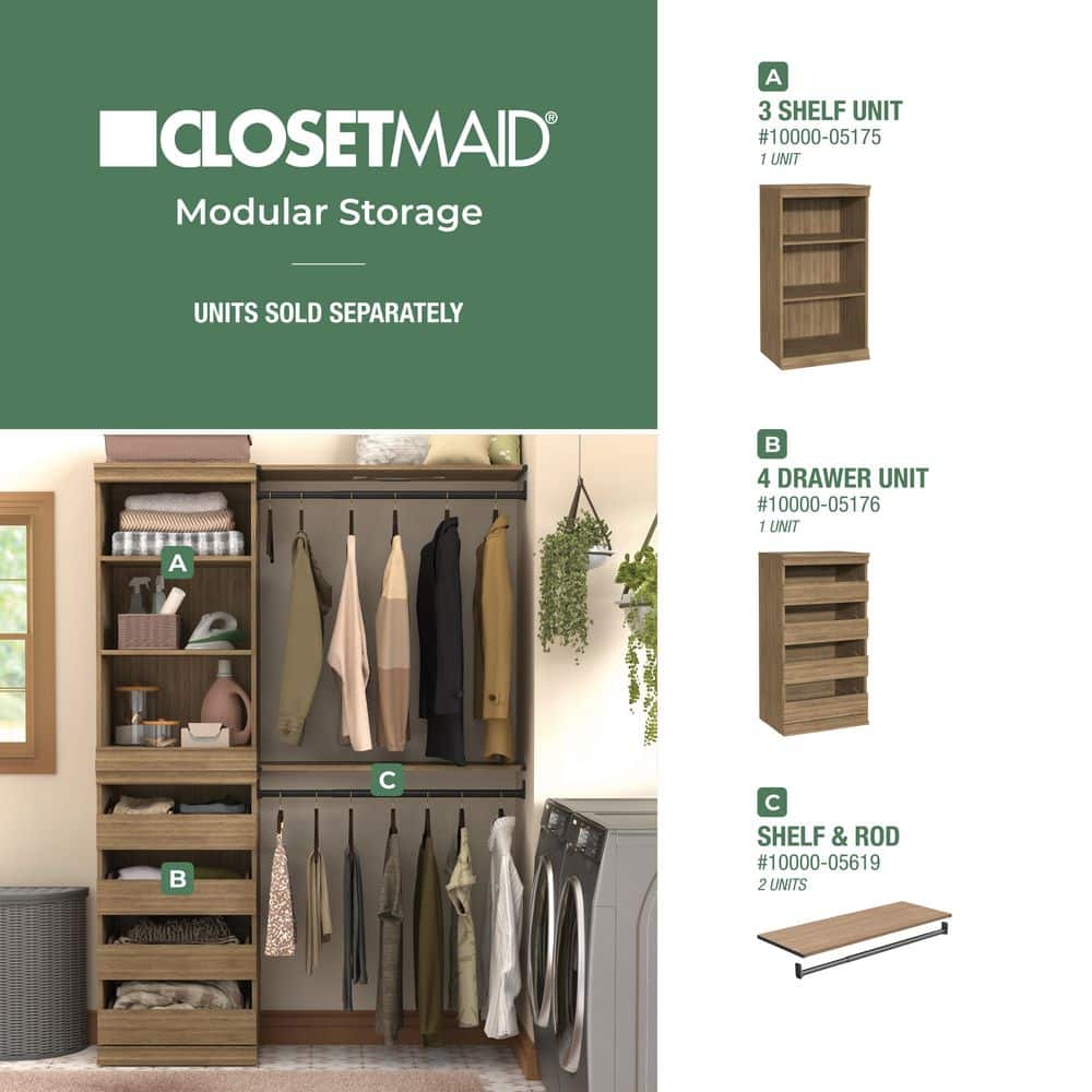 Modular Storage 36.02 in. W Sand Hang Rod and 1-Shelf Wood Closet System