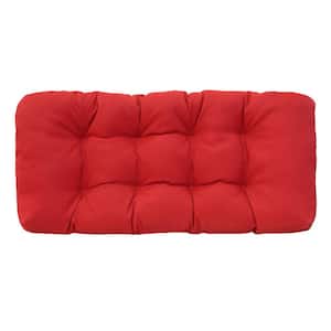 Ruby Red Outdoor Cushion Wicker Settee in Red 19 x 44 - Includes 1-Wicker Settee Cushion