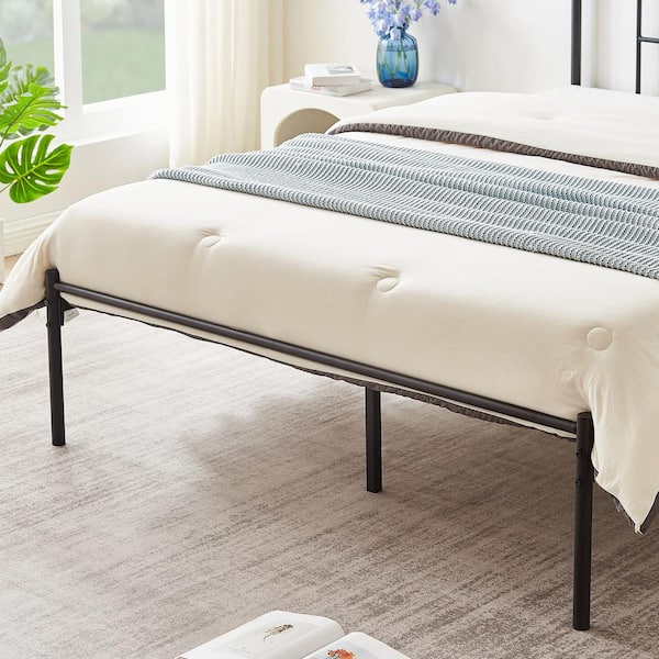 VECELO Black Metal Frame with Headboard and Footboard Full