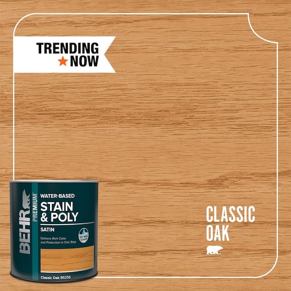 BEHR 1 qt. #TIS-356 Classic Oak Satin Semi-Transparent Water-Based Interior Stain and Poly in One