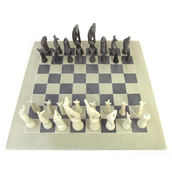 Soapstone Hand-Carved Chess Set - African Maasai Tribe Pieces