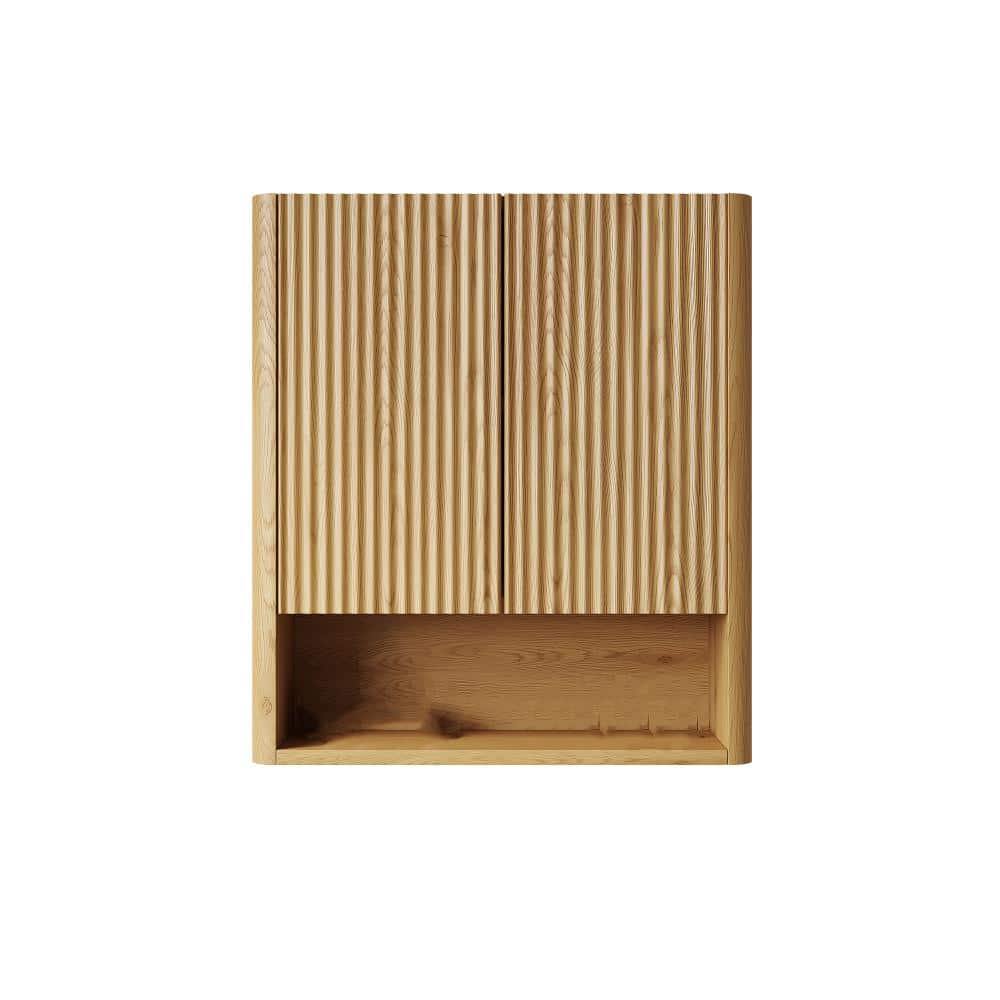 26 in. W x 8 in. D x 30 in. H Golden Oak Plywood Bathroom Storage Wall Cabinet with Shelf and Door in Yellow price history on PriceWatchPro