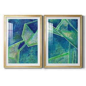 Geometric in Cool III by Wexford Homes 2-Pieces Framed Abstract Paper Art Print 26.5 in. x 36.5 in.