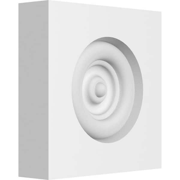 Ekena Millwork 3 in. W x 3 in. H x-3/4 in. P Standard Sedgwick Bullseye Rosette with Square Edge (4-Pack)