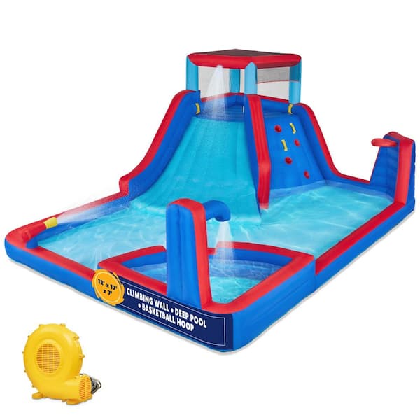 Inflatable Water Slide and Blow up Pool, Kids Water Park for Backyard