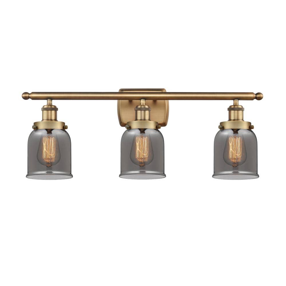 Bell 26 in. 3-Light Brushed Brass Vanity Light with Black Glass Shade price history on PriceWatchPro