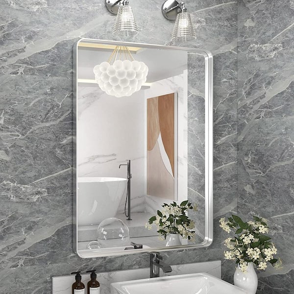 TOOLKISS 22 in. W x 30 in. H Rectangular Aluminum Framed Wall Bathroom ...