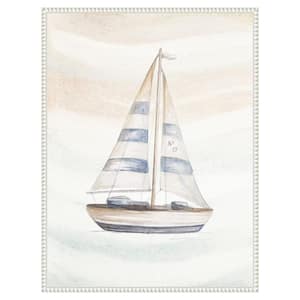 Ocean Oasis Little Sail I by Patricia Pinto 1-Piece Floater Frame Giclee Coastal Canvas Art Print 30 in. x 23 in .