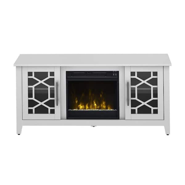 null Clarion 54 in. Media Console Electric Fireplace in White