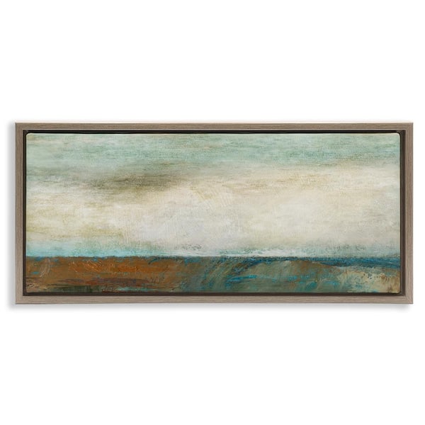 Stupell Industries Brushed Seascape View by Suzanne Nicoll Brown Floater Frame Abstract Graphic Art Print 11 in. x 25 in.