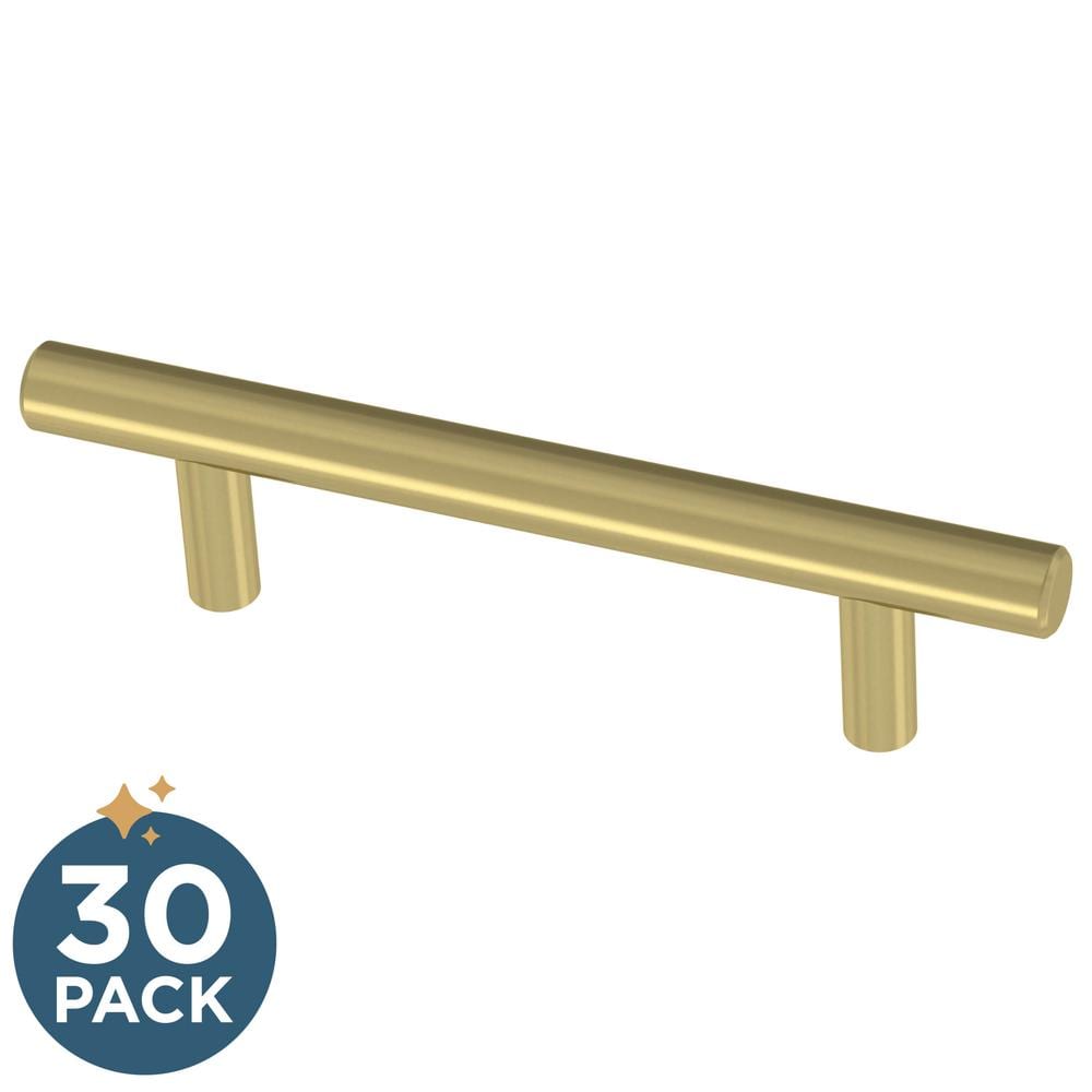 30-Pack Simple Round Bar 3 in. (76 mm) Modern Satin Gold Cabinet Drawer Pul
