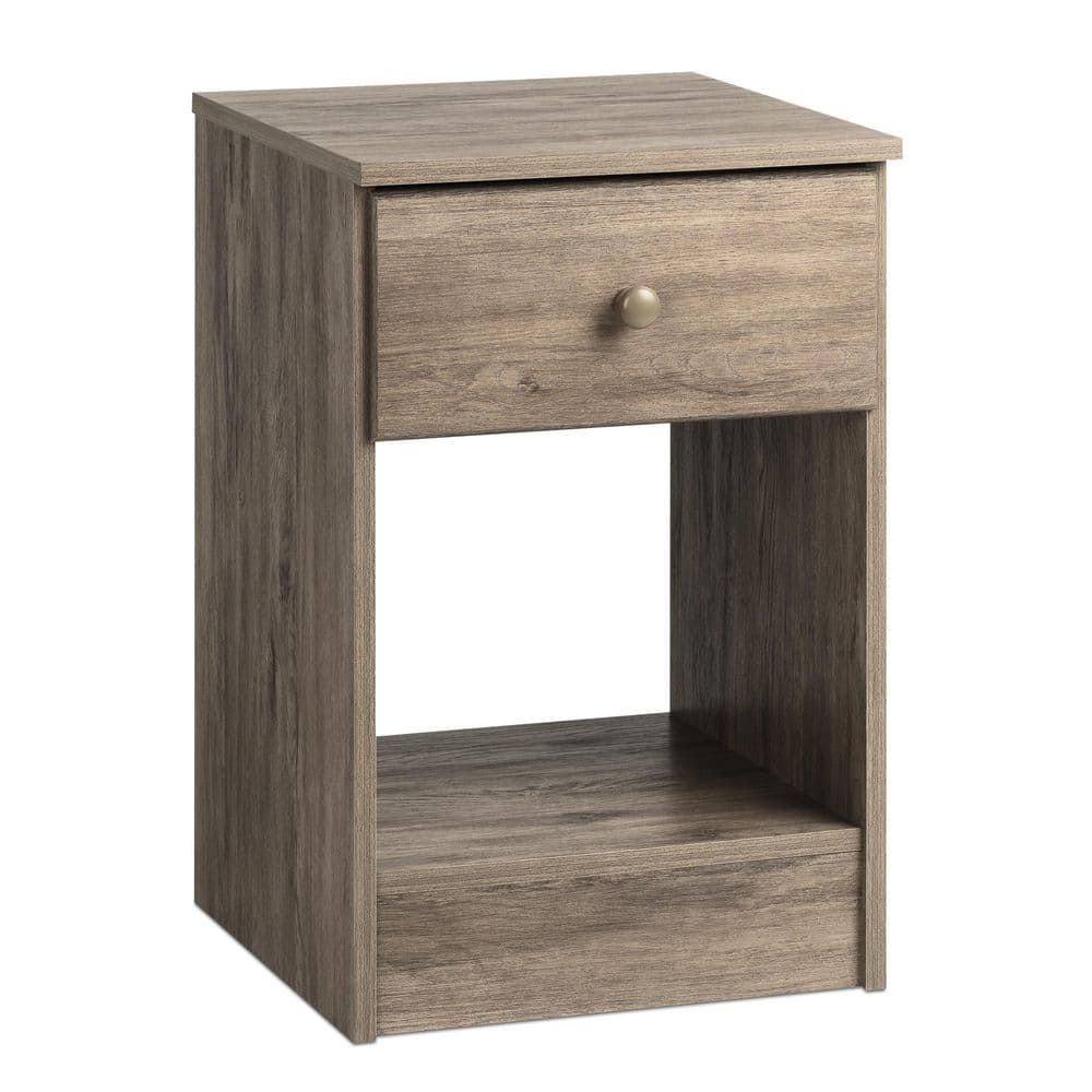 Astrid Tall 1-Drawer Nightstand in Drifted Gray with Solid Wood Knobs