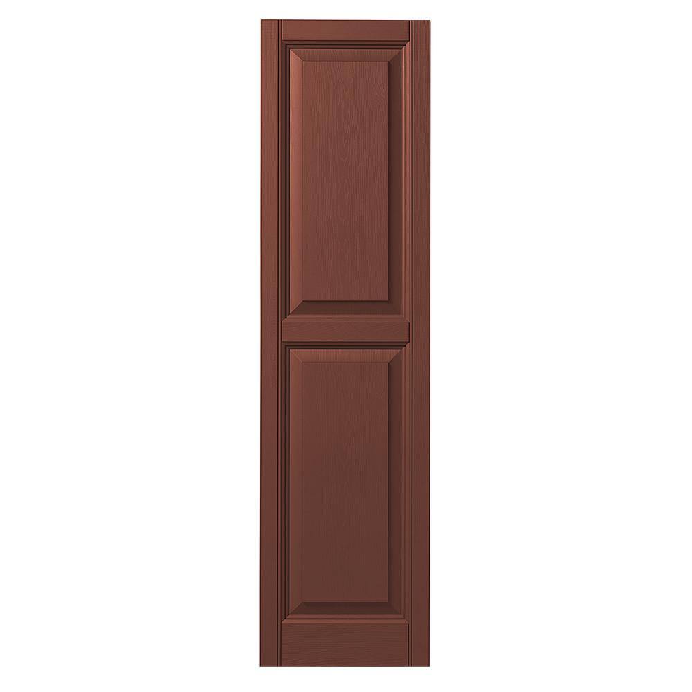 15 in. x 51 in. Raised Panel Polypropylene Shutter Pair in Red
