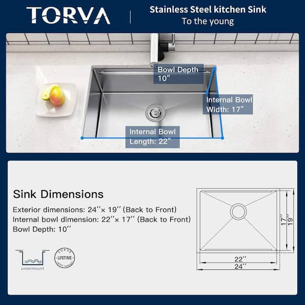 cadeninc 16 Gauge Stainless Steel 24 in. x 19 in. Single Bowl Undermount  Workstation Kitchen Sink with Cutting Board; Drain Tray CTYFD-LQSS-2419  The Home Depot