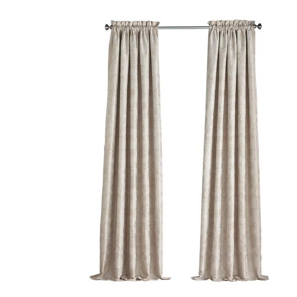 Eclipse Mallory Blackout Floral Window Curtain Panel in Ivory - 52 in. W x 95 in. L