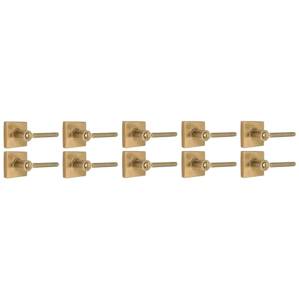 Tonebridge Brushed Gold Bed/Bath Door Lever with Square Rose 10-Pack