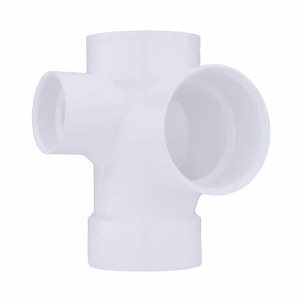 Charlotte Pipe 3 in. x 3 in. x 3 in. x 2 in. DWV PVC Sanitary Tee with Left Inlet