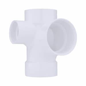 3 in. x 3 in. x 3 in. x 2 in. DWV PVC Sanitary Tee with Left Inlet