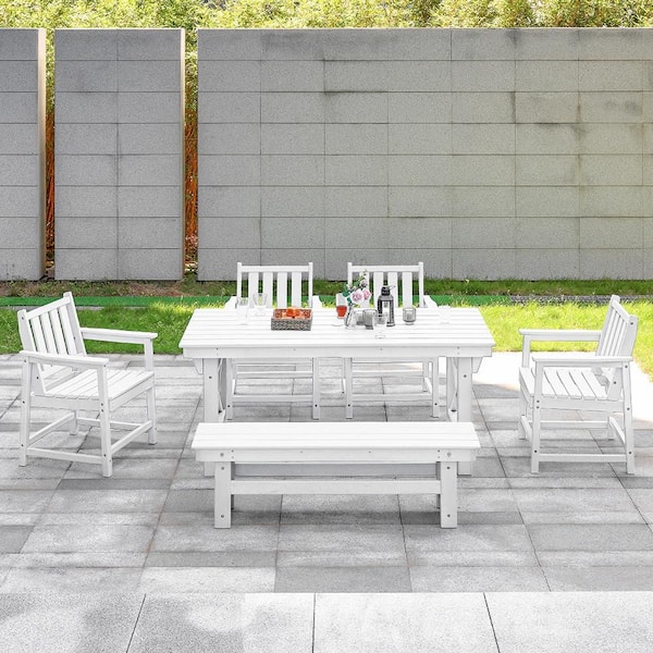 CikaCika HDPE 6-Piece Plastic Standard Height Outdoor Dining Set