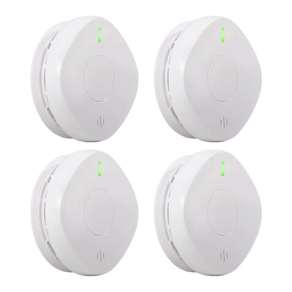 Smoke Detector Carbon Monoxide Detector Combo with LED Warning Light Indicators 2 in 1 White 4 Pack Model