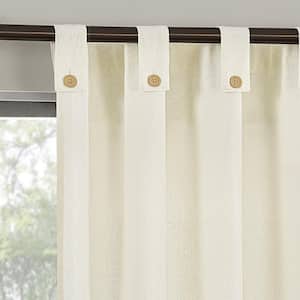 Boulder Button Tab Cream Cotton Blend 40 in. W x 63 in. L Tab Top Light Filtering Curtain (Single Panel)