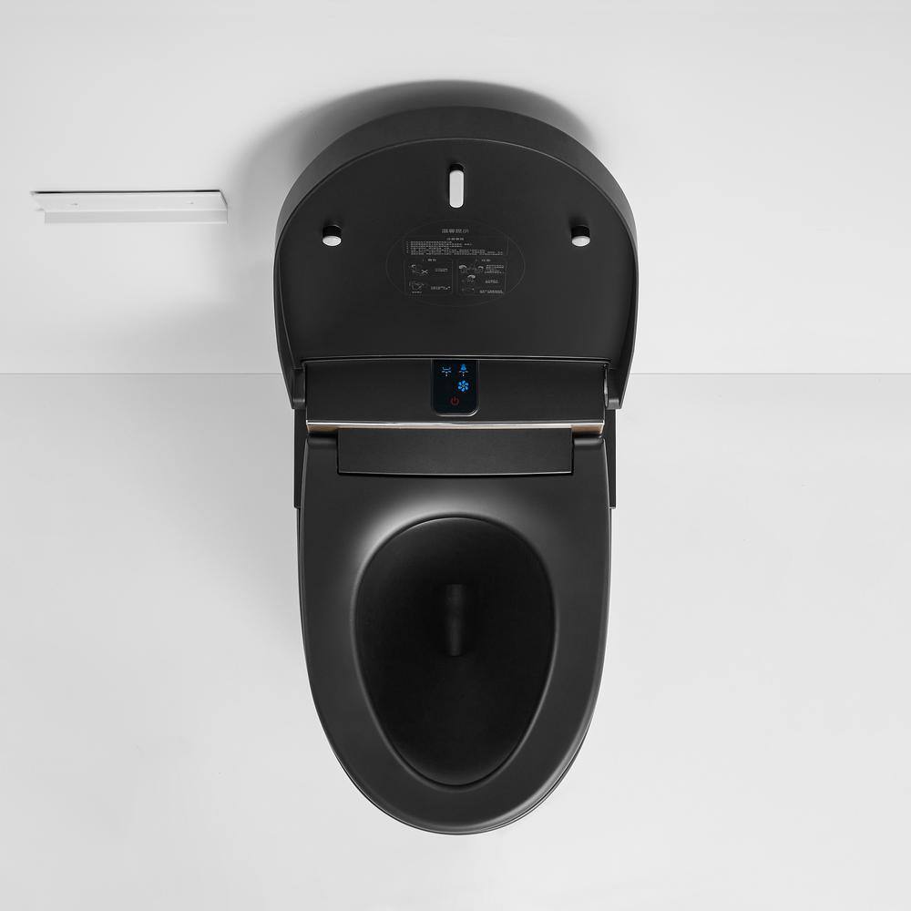 Matte Black Elongated One-Piece Smart Bidet Toilet with Dual Flush
