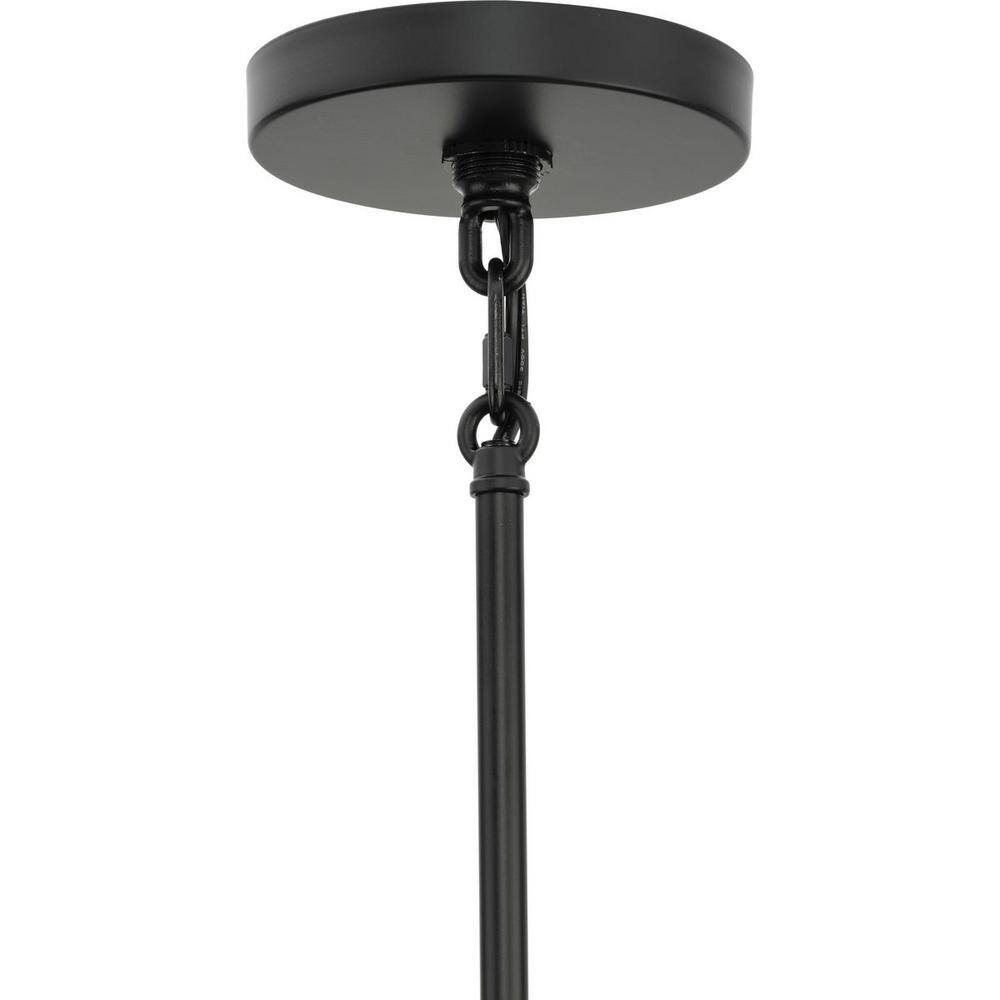 Matte Black 5-Light Chandelier with Clear Textured Glass