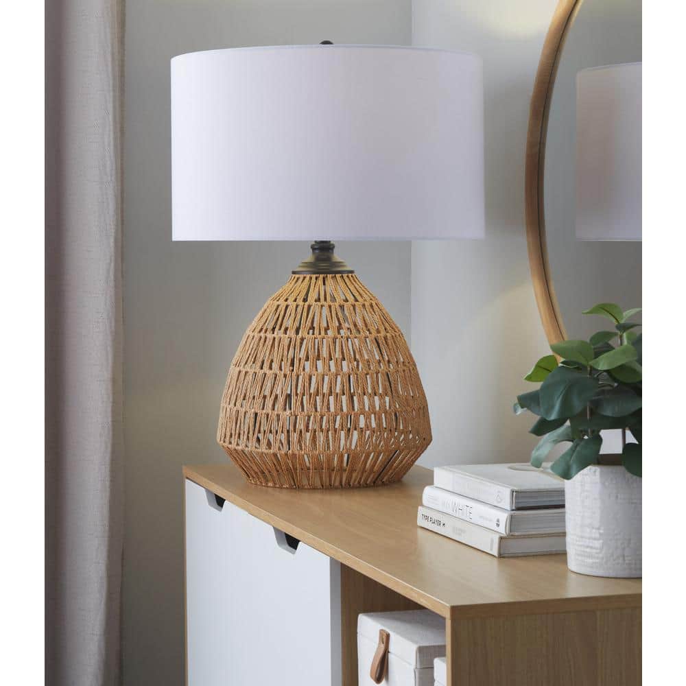 Congo Black Natural Rope Rattan 29" Table Lamp