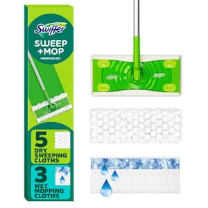 Sweep and Mop 2-in-1 Dry and Wet Multi-Surface Mopping Starter Kit (1-Sweeper, 5-Dry Cloths, 3-Wet Cloths)