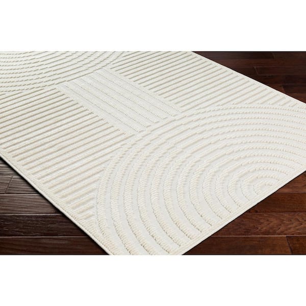 Lyna Cream Geometric 8 ft. x 10 ft. Machine-Washable Indoor Area Rug