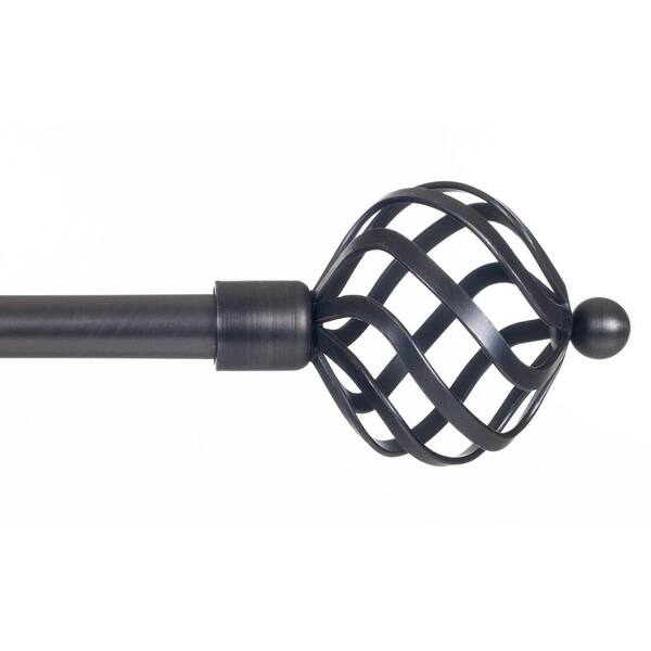 Lavish Home Twisted Sphere 62 in. - 144 in. Telescoping 3/4 in. Single Curtain Rod Kit in Pewter