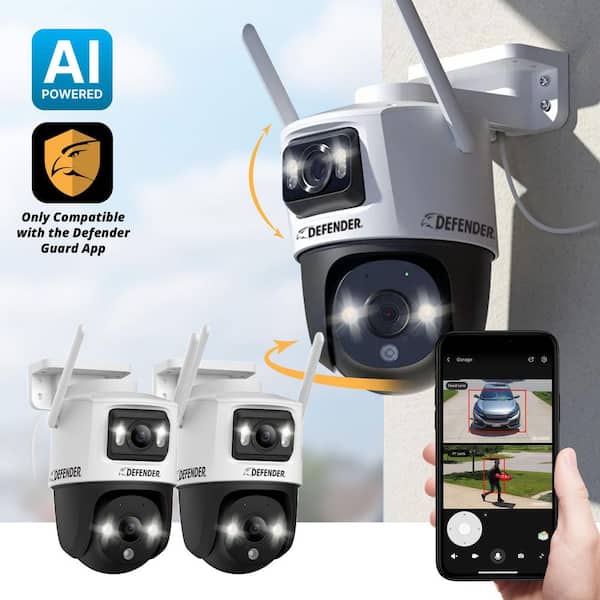 Defender AI Powered Guard Pro 3K PLUS Dual Lens PTZ Wi-Fi 6-Plug