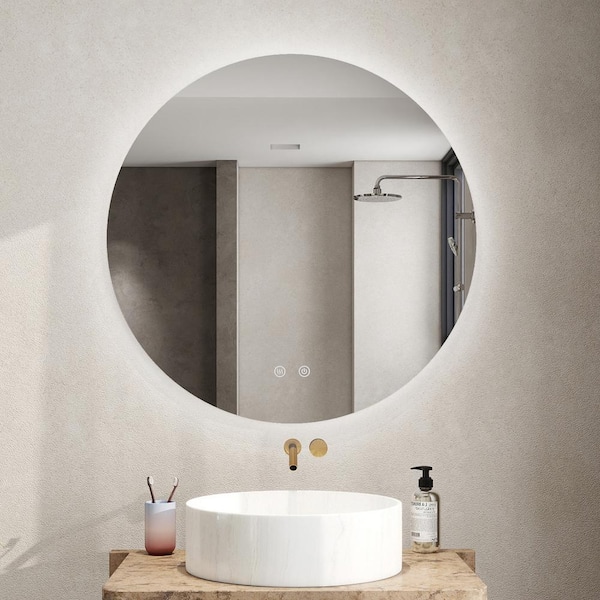 24 in. W x 24 in. H Round Frameless Anti-Fog Wall-Mounted Backlit LED Light Bathroom Vanity Mirror