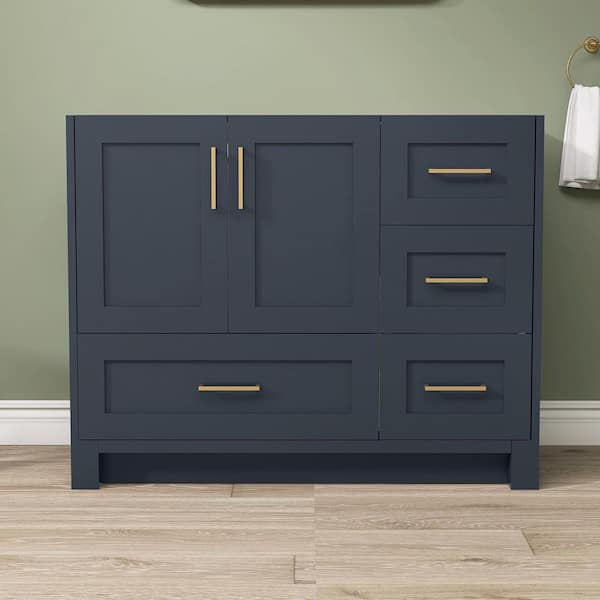 Getpro 42 in. W x 22 in. D x 34 in. H Freestanding Bath Vanity Cabinet without Top in Navy Blue Solid Wood Assembled