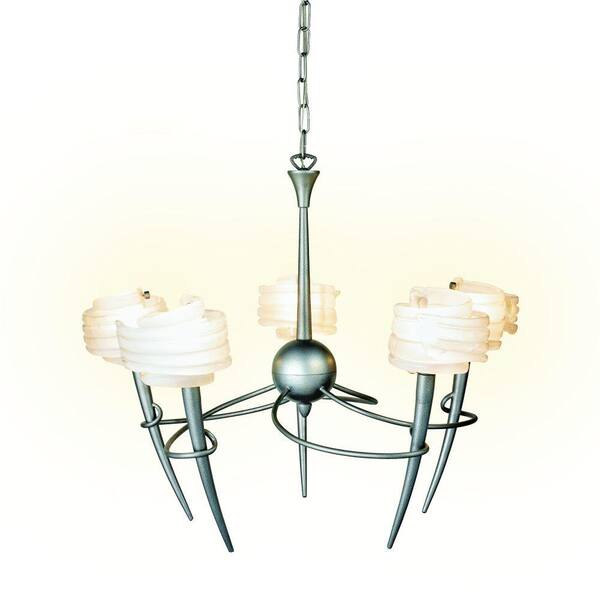 Eurofase Viola Collection 5-Light 94 in. Hanging Crackled Silver Chandelier-DISCONTINUED