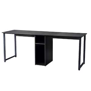 78.7 in. Rectangle Black MDF Large Double Workstation Desk Writing Desk 2-Person Desk with Storage