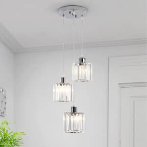 3-Light Chrome Modern Classic Style Crystal Chandelier for Kitchen Island with No Bulbs Included