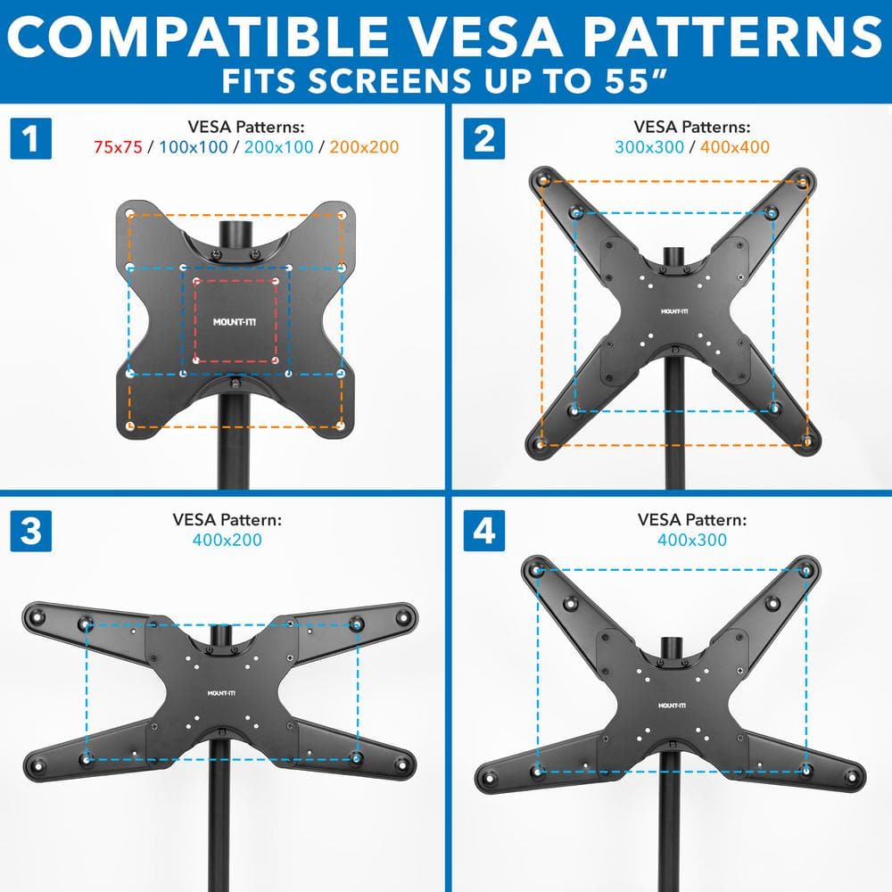 Mount-It! Full Motion Black Steel and Aluminum TV Pole Mount for 32" to 55" Screens
