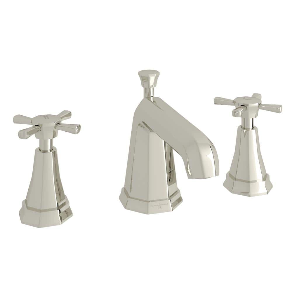 ROHL Deco 8 in. Widespread DoubleHandle Bathroom Faucet with Drain Kit