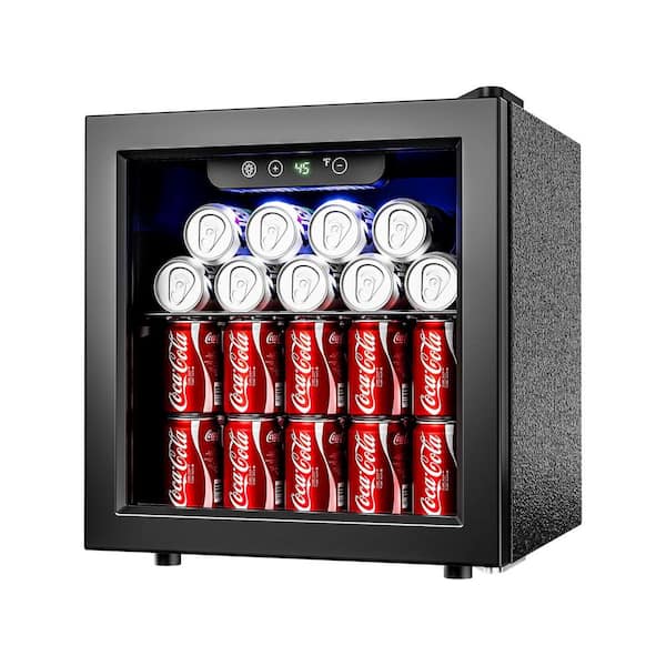 17 in. Single Zone 50-Cans Freestanding/Countertop Beverage Refrigerator Cooler Fridge in Black, Rapid Cooling