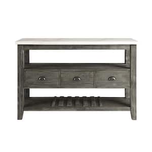 Merel White Marble Top and Gray Oak Sideboard/Server with Drawers