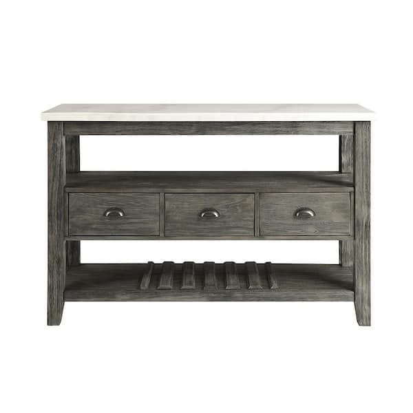 Acme Furniture Merel White Marble Top and Gray Oak Sideboard/Server with Drawers