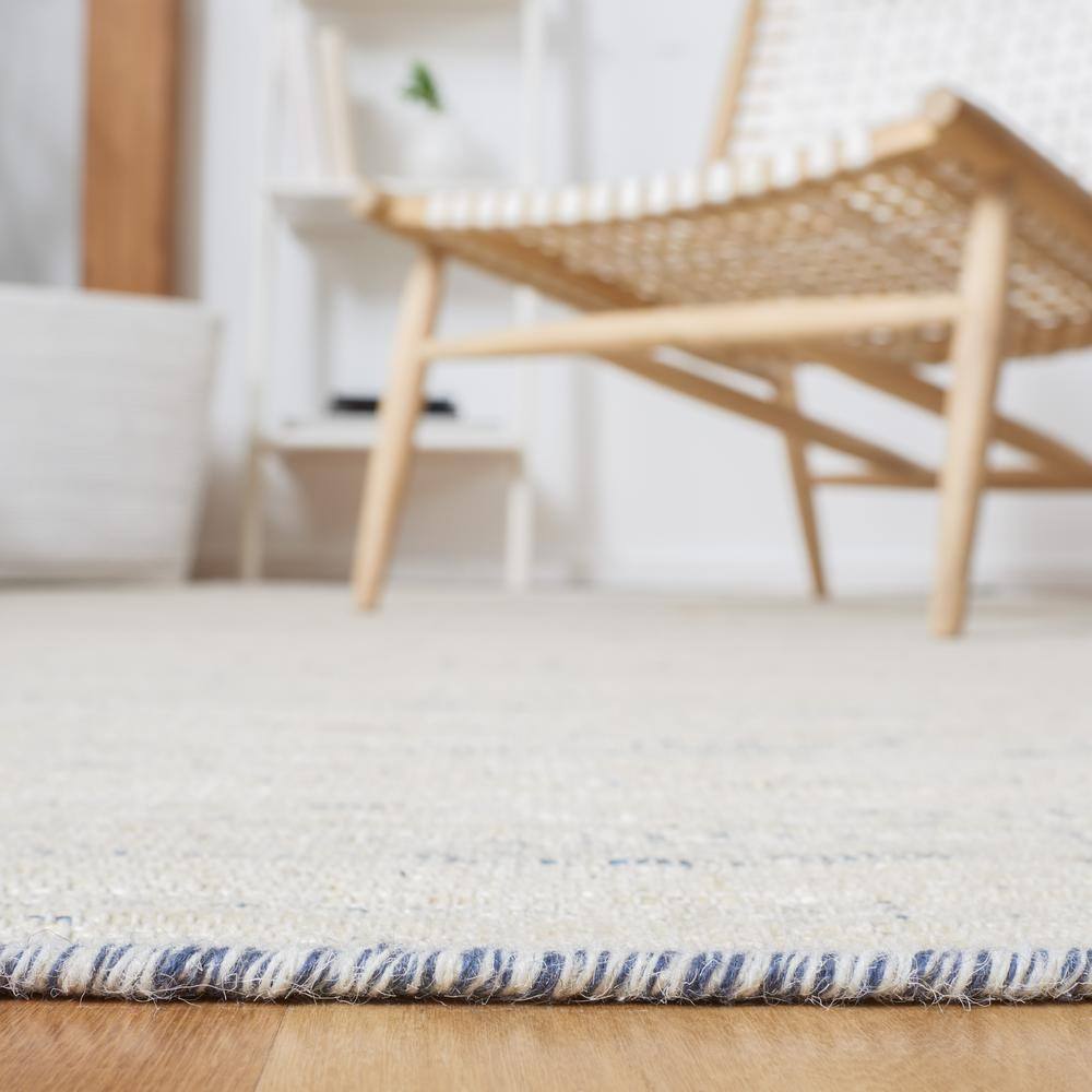 Beige and Grey Hand-Knotted Wool Rectangular Rug 4' x 6'