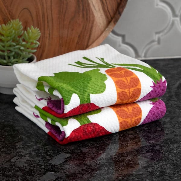 SET OF 2 PRINTED VELOUR KITCHEN TOWELS (15 x 25) COLORFUL CIRCLES # 2, BH