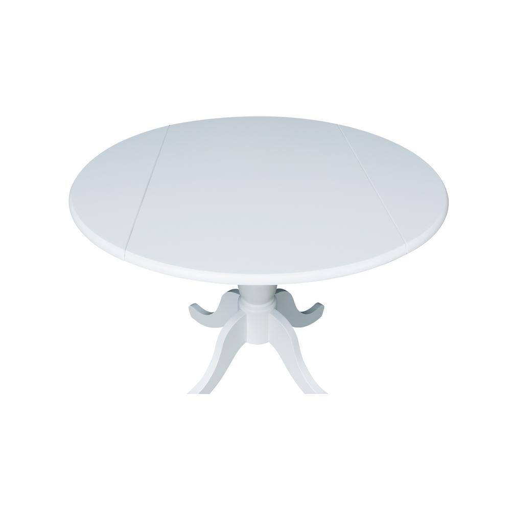 White Round Extendable Solid Wood Dining Table