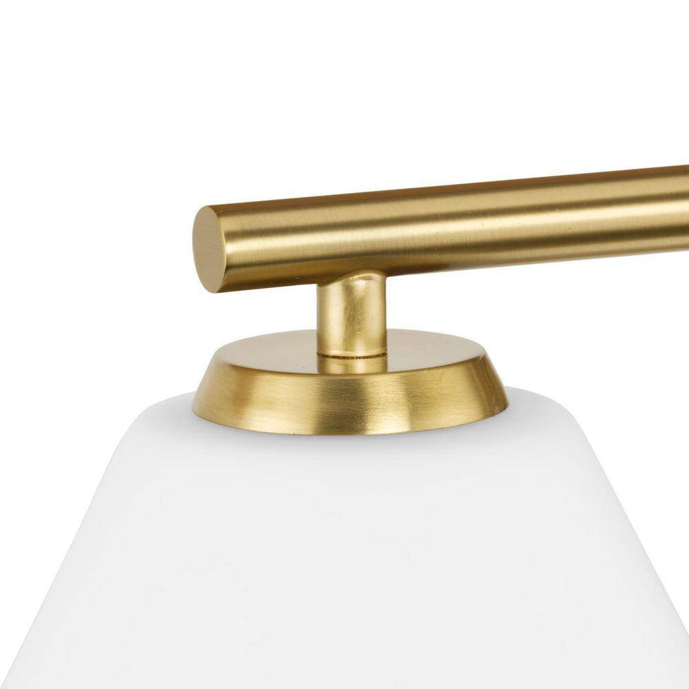 Brushed Gold 24" Vanity Light with Opal Glass Shades