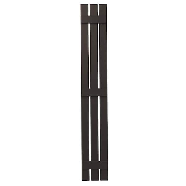 Ply Gem 12 in. x 71 in. Polypropylene 3-Board Open Board and Batten Shutters Pair in Brown
