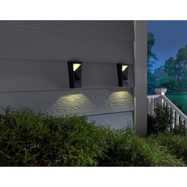Black Integrated LED Outdoor Solar Wall Lantern Sconce Light (2-Pack)