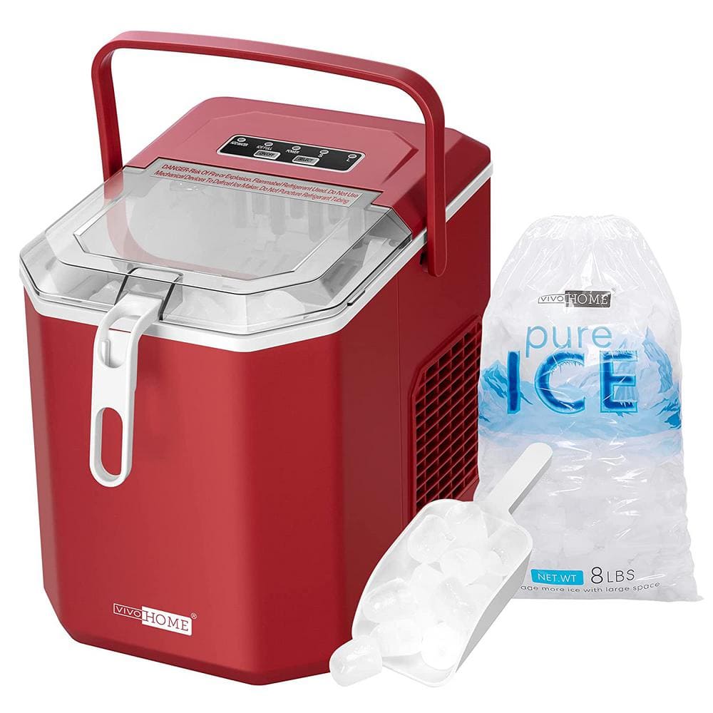 VIVOHOME 11.6 in. 26lb. Electric Portable Ice Maker with Handle, Hand Scoop and 10 Ice Bags in